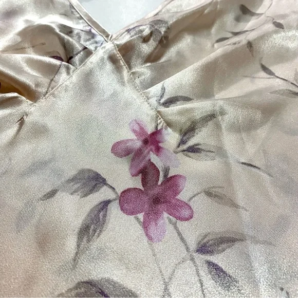 Vintage Cream Floral Satin Slip Dress Small Y2K Cottagecore Romantic Feminine - Picture 5 of 13
